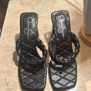 Jessica Simpson Black Quilted Braided Sandals